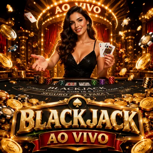 Mesa de blackjack com fichas douradas